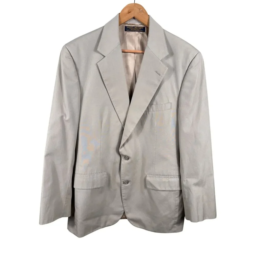 Brooks Brothers Men's Size 41R Made‎ in USA Tan Lined Career Blazer Suit Jacket